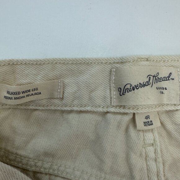 Universal Thread Relaxed Wide Leg Women's size 4 Cream Beige Denim Jeans - Picture 3 of 5